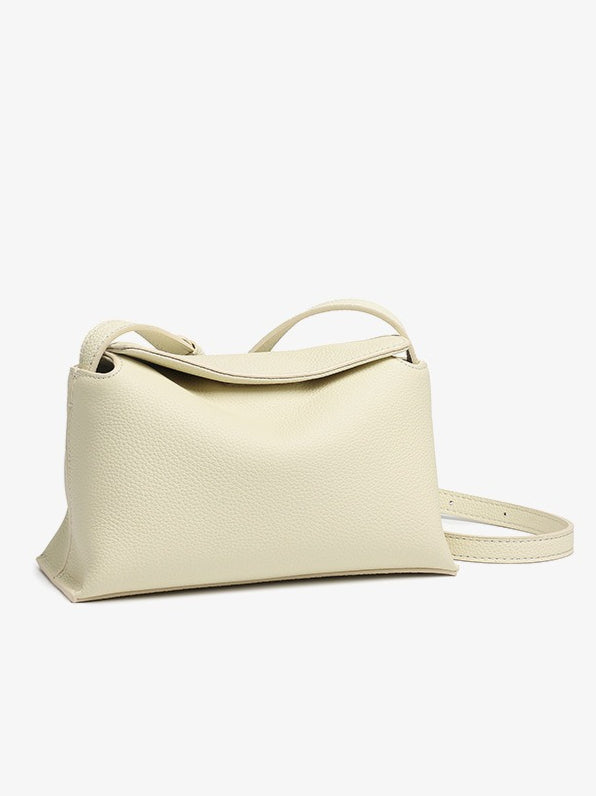Women's Pebbled Cowhide Flap Crossbody Bag with Hidden Clasp