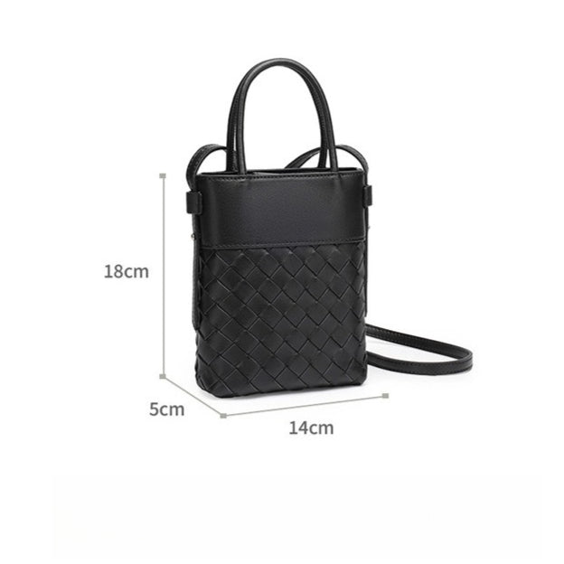 Women's Woven Lambskin Mini Tote with Adjustable Strap