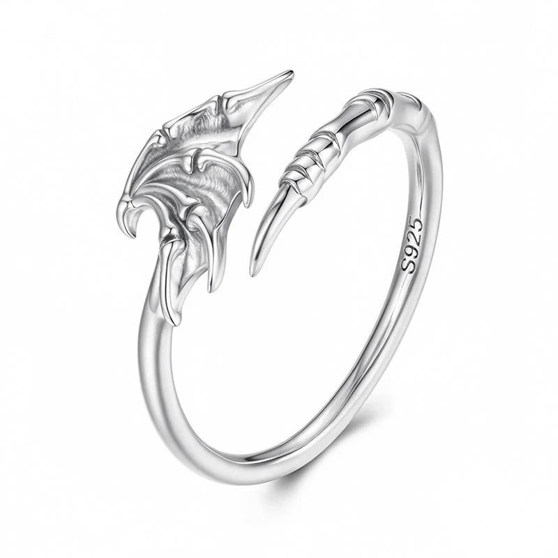 “Demon Wings” S925 Sterling Silver Gothic Open Adjustable Ring