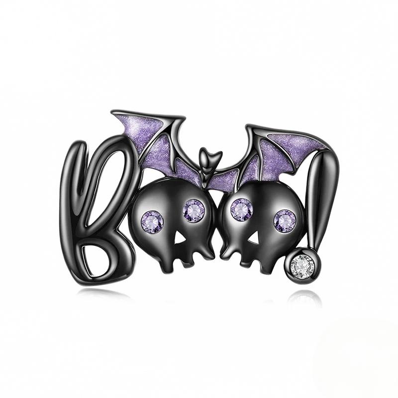 “Boom Bat” S925 Sterling Silver Halloween Bat Skull Bead
