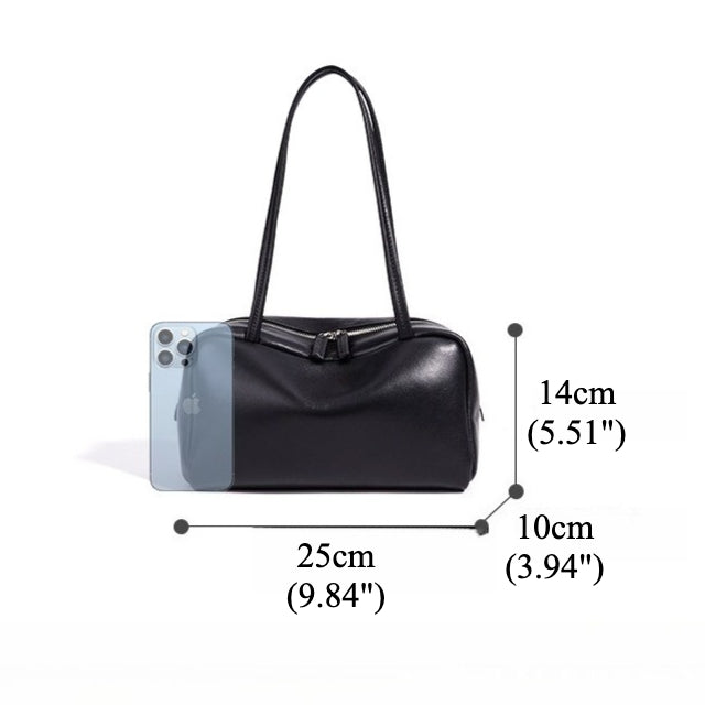 Women's Genuine Sheepskin Bowling Bag with Double Zipper