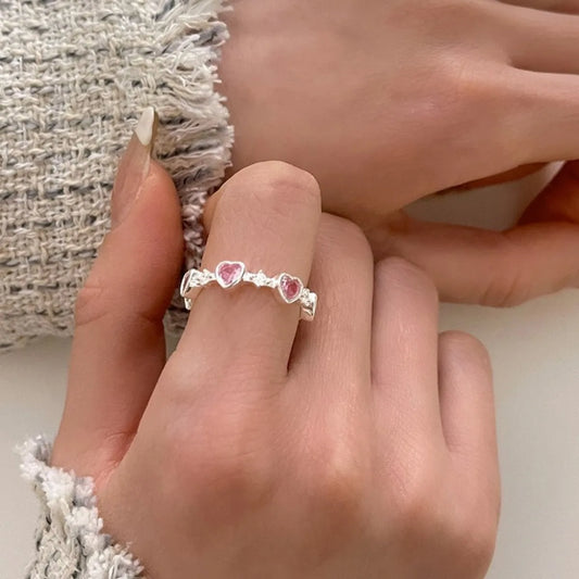 Princess Bow Collection Ring Set – 925 Sterling Silver Pink Zircon, Adjustable, Gift Ready