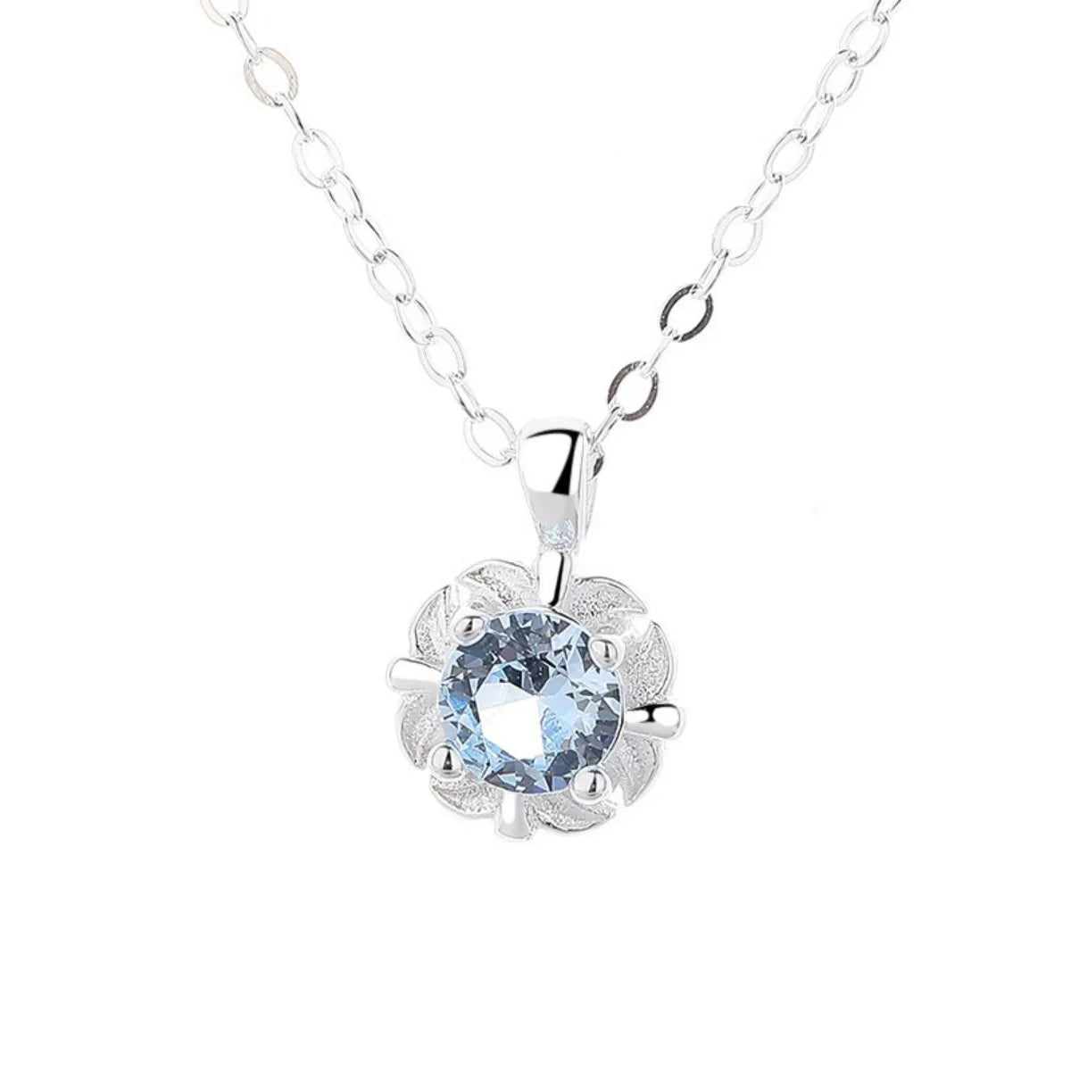 Blue Blossom Necklace & Ring Set – 925 Sterling Silver Blue Cubic Zirconia, Adjustable, Gift Ready