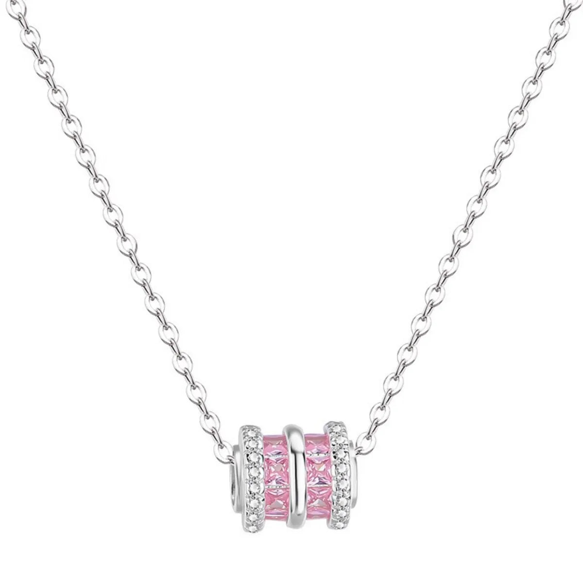 Pink Fortune Bead 999 Silver Necklace with Zircon – Elegant & Adjustable