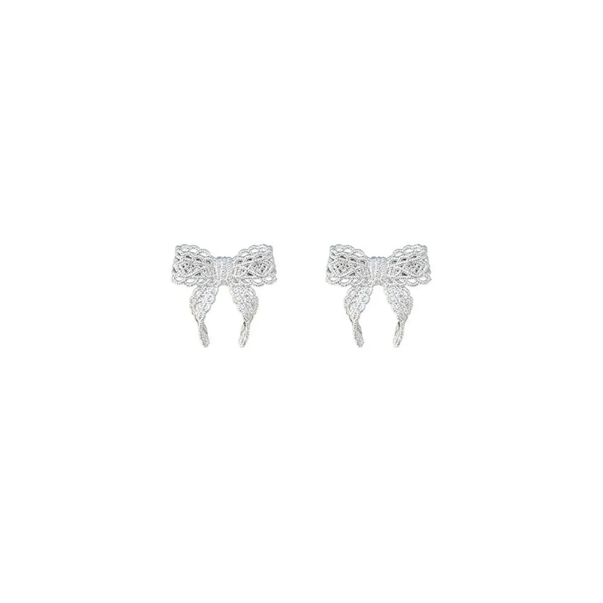 925 Sterling Silver French Bow Jewelry Set Necklace Earrings Ring
