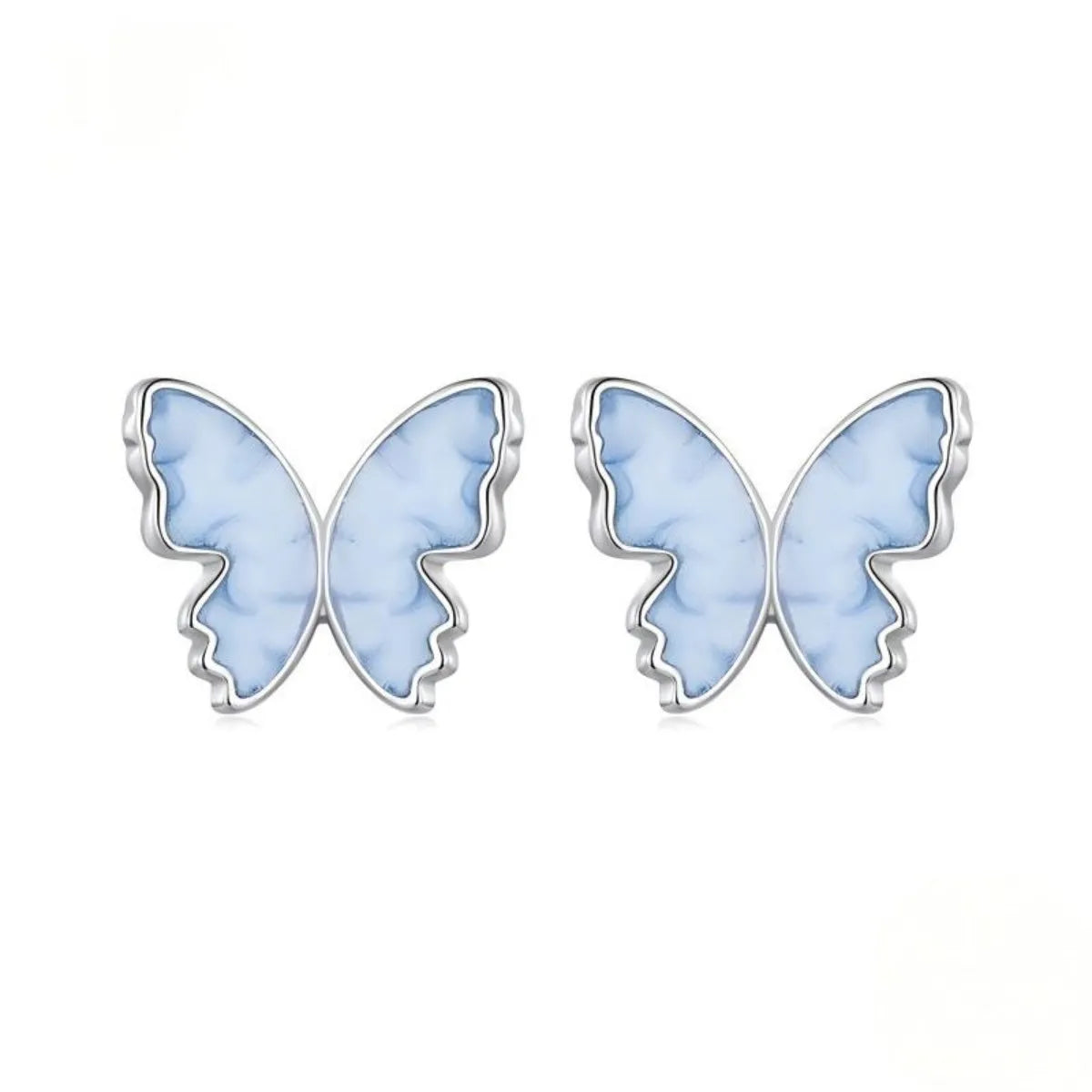 925 Sterling Silver Blue Enamel Butterfly Jewelry Set Earrings Ring Bracelet