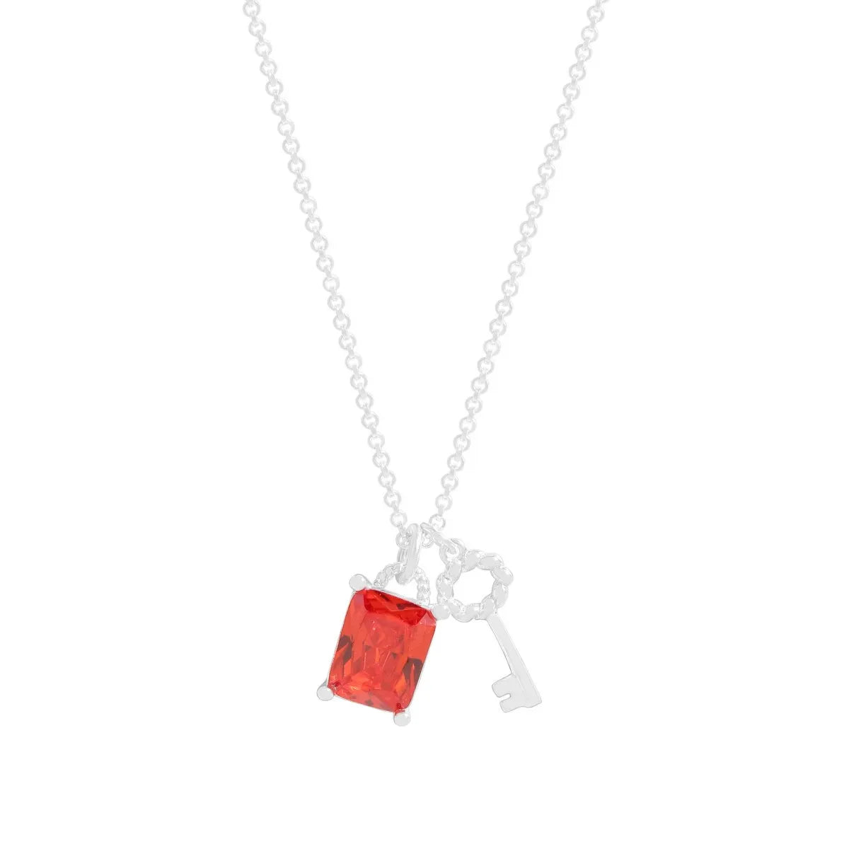 925 Sterling Silver Crystal Key Pendant Necklace – Adjustable & Elegant