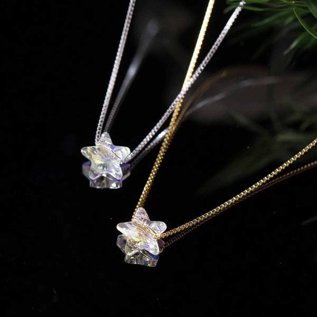 925 Silver Aurora Necklace Star Zircon Pendant Elegant