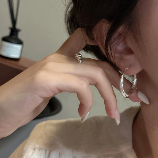 925 Silver Twisted Hoop Earrings Braided Vintage Style