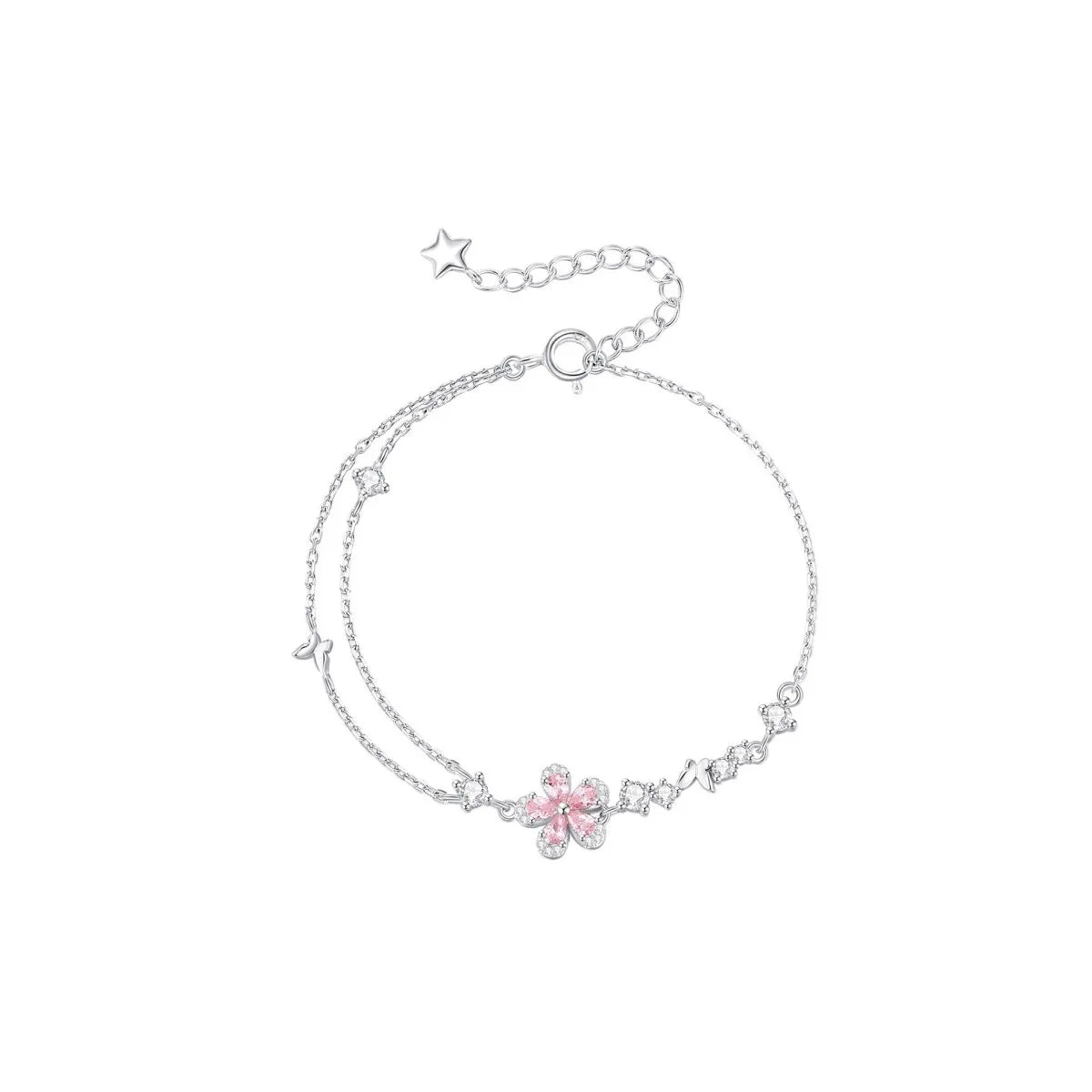 Luna Amour 925 Sterling Silver Pink Crystal Moon & Heart Jewelry Set