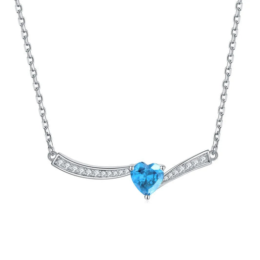 S925 Sterling Silver Blue Heart Jewelry Set Necklace Ring Earrings