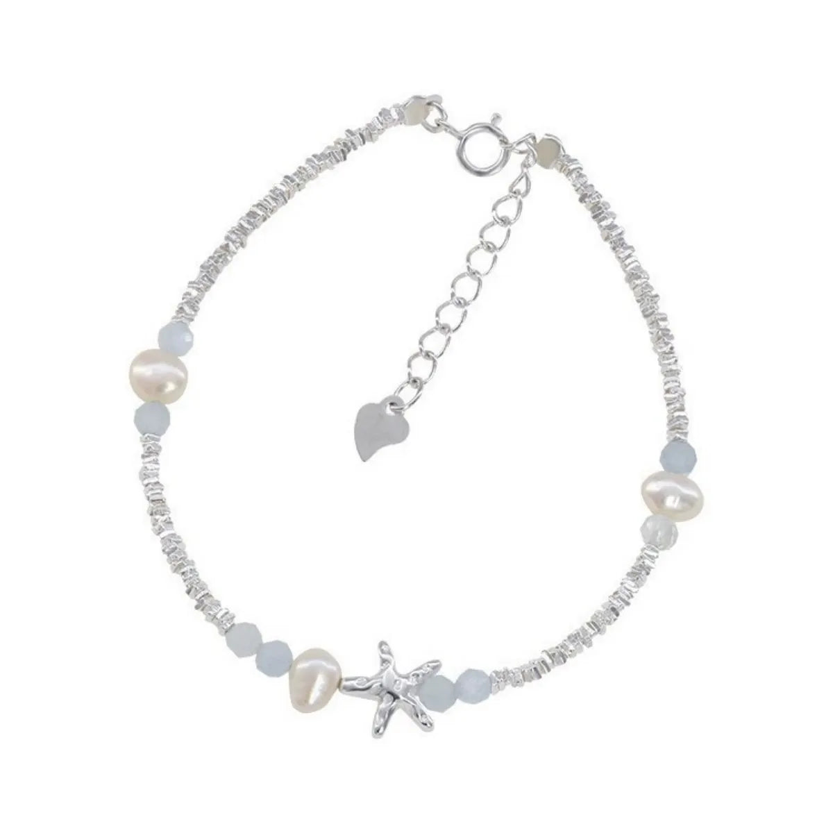 S925 Sterling Silver Starfish Pearl Bracelet Natural Pearl Adjustable