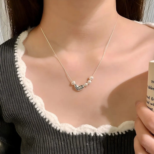 S925 Sterling Silver Natural Pearl Necklace Irregular Pearl Chain Adjustable
