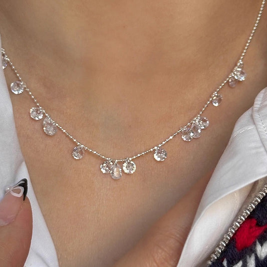 S925 Silver Zircon Teardrop Necklace