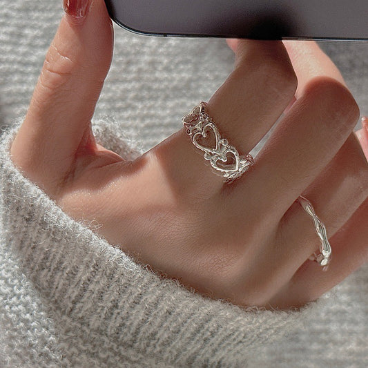 925 Sterling Silver Vintage Open Heart Ring – Heart Reverie