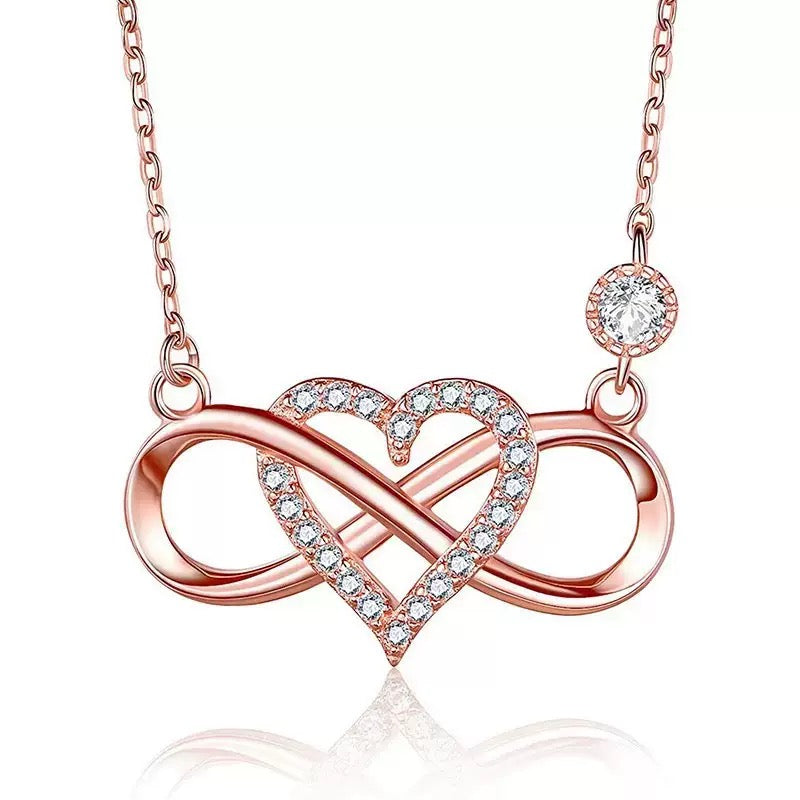 925 Sterling Silver Pavé Heart Necklace – Infinity Heart
