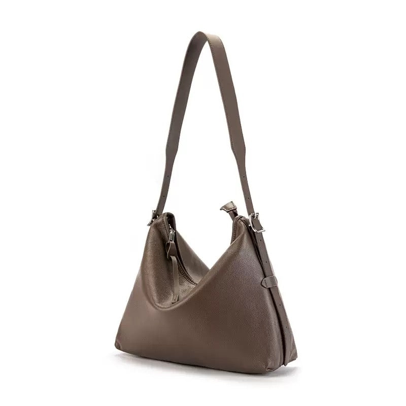 Women's Genuine Leather Retro Shoulder Tote Bag with Lock Detail