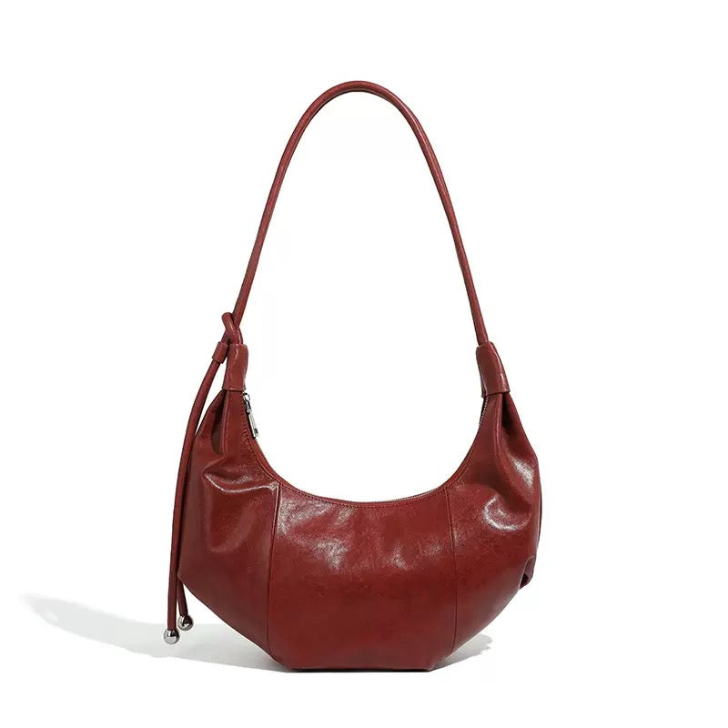 Women's Genuine Leather Half Moon Dumpling Shoulder Bag