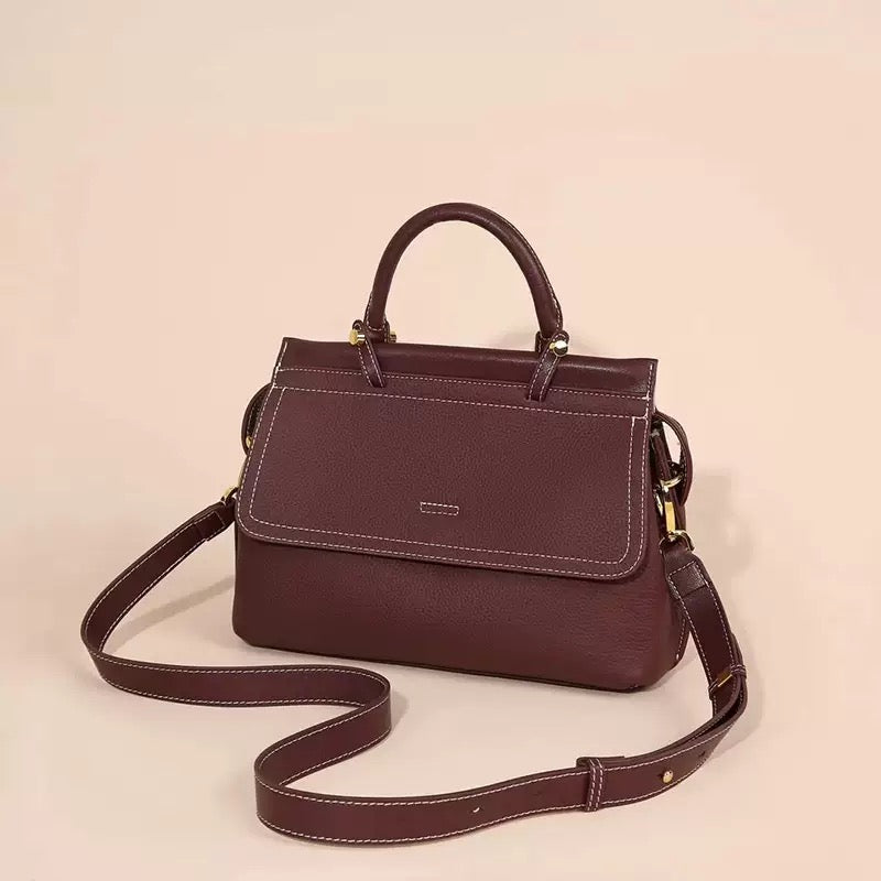 Women's Genuine Leather Structured Commuter Handbag