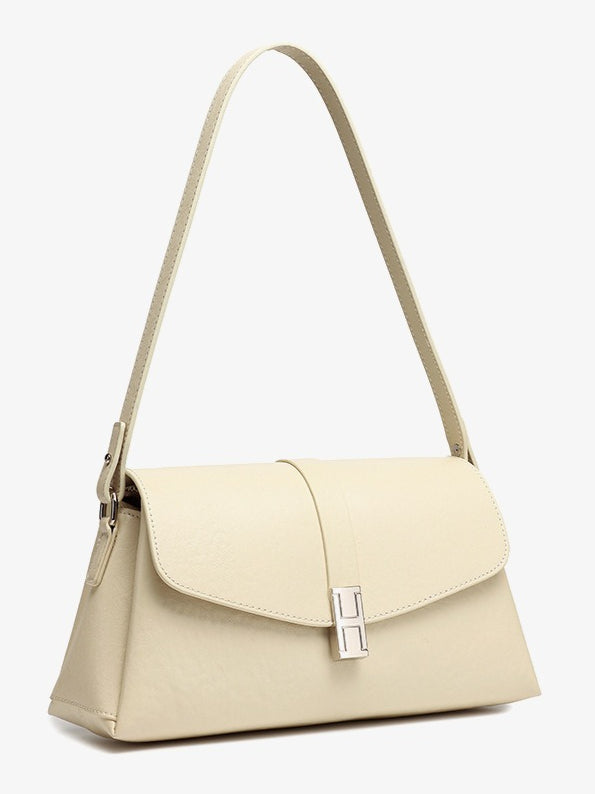 Women's Full-Grain Cowhide H-Buckle Flap Shoulder Bag