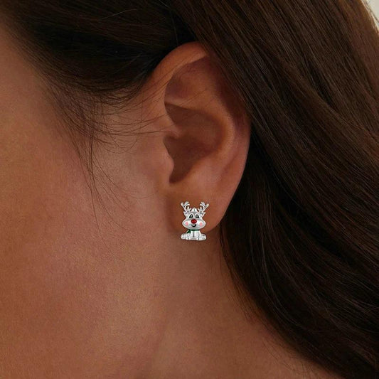 “Reindeer Noel” S925 Sterling Silver Reindeer Stud Earrings