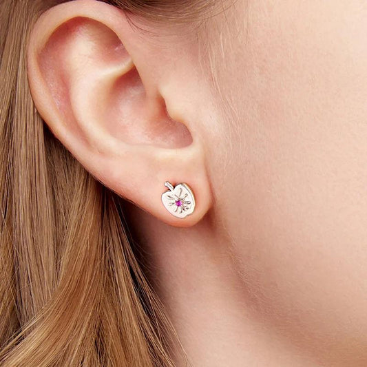 “Lucky Apple” S925 Sterling Silver Asymmetrical Apple Stud Earrings