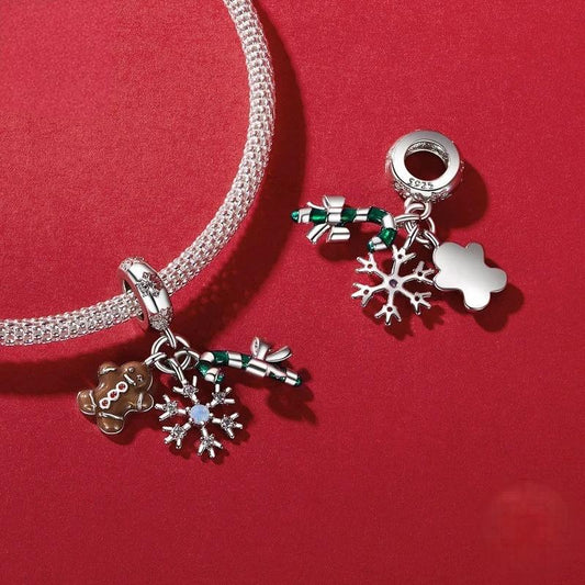 “Gingerbread Frost” S925 Sterling Silver Christmas Gingerbread Charm Bead