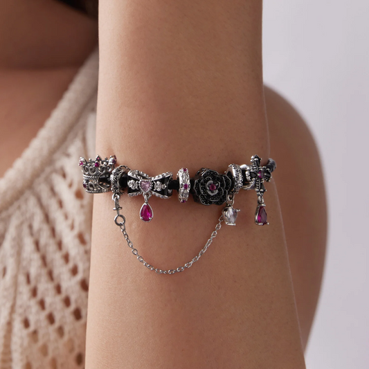 “Gothic Harvest” S925 Sterling Silver Halloween Bead Bracelet Set