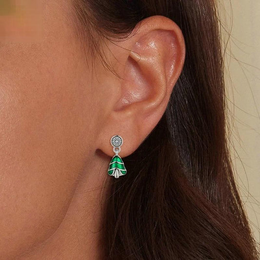 “Christmas Tree Glow” S925 Sterling Silver Christmas Tree Stud Earrings
