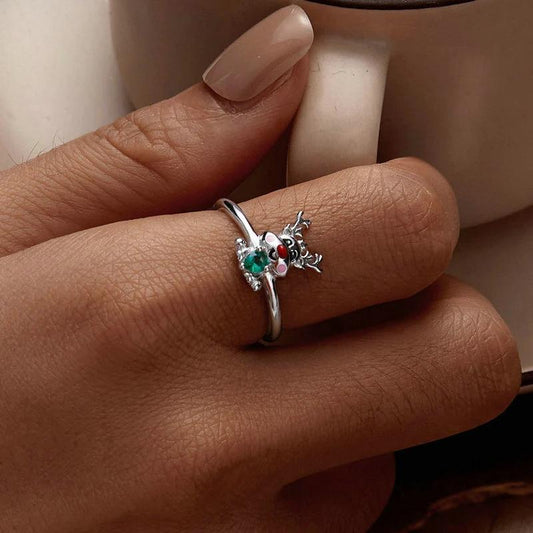 “Rudolph Noel” S925 Sterling Silver Open Reindeer Ring