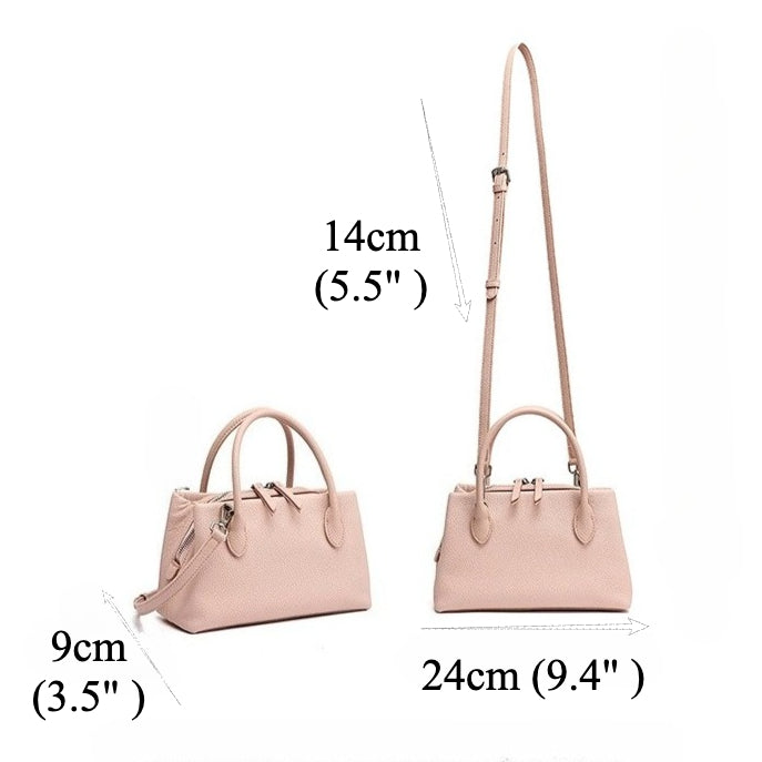 Women's Pebbled Cowhide Mini Tote Bag with Detachable Strap