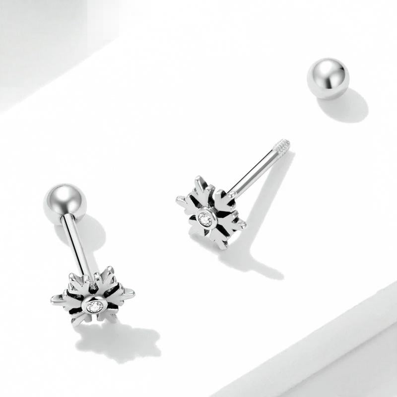 “Snowflake Eclat” S925 Sterling Silver Zircon Snowflake Jewelry Set