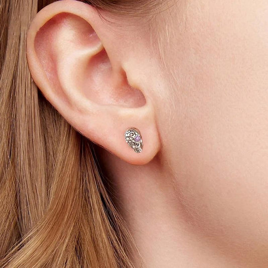 “Midnight Skull” S925 Sterling Silver Gothic Halloween Stud Earrings