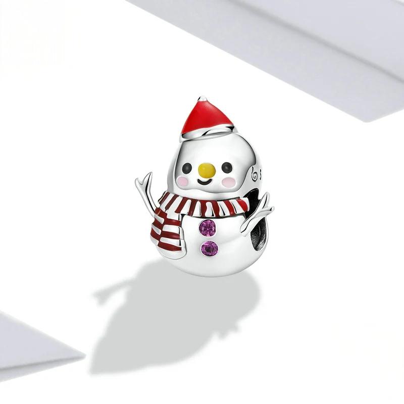 “Snowy Smiles” S925 Sterling Silver Christmas Snowman Charm Bead