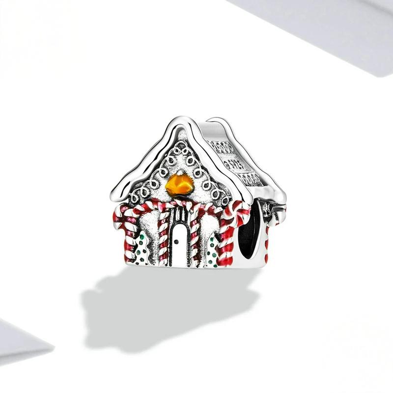 “Cozy Snow Cottage” S925 Sterling Silver Christmas House Charm Bead