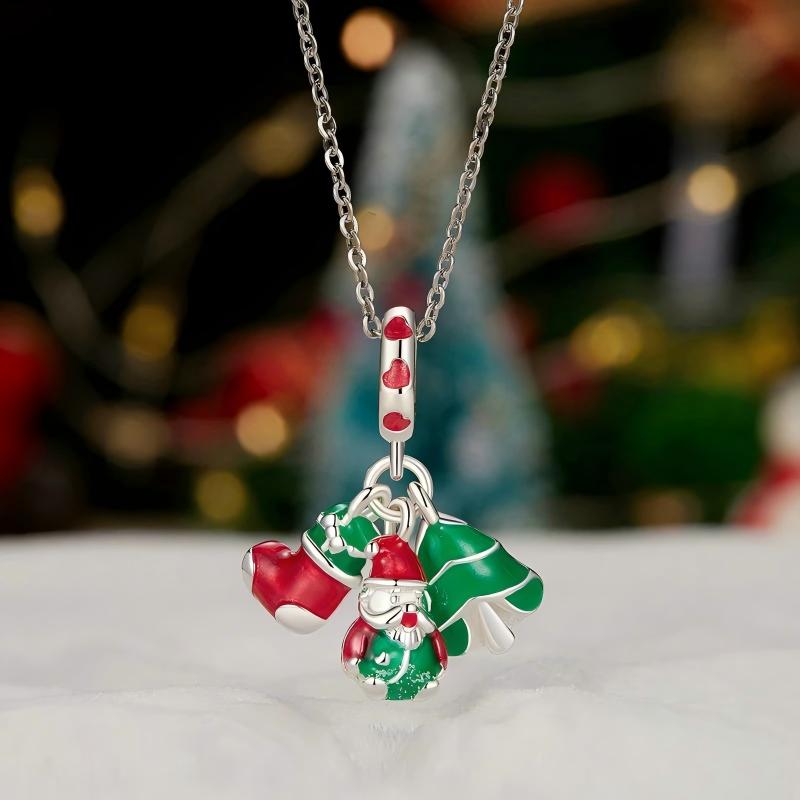 “Santa's Gift” S925 Sterling Silver Glow-in-the-Dark Christmas Stocking Charm Bead