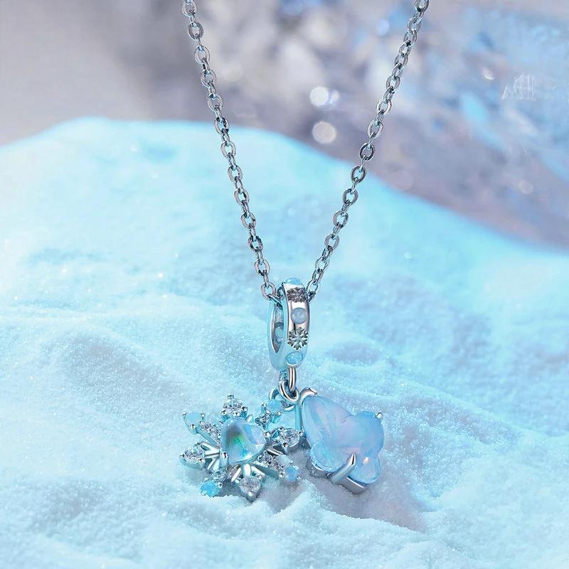 “Frostwing Butterfly” S925 Sterling Silver Snowflake Butterfly Charm Bead