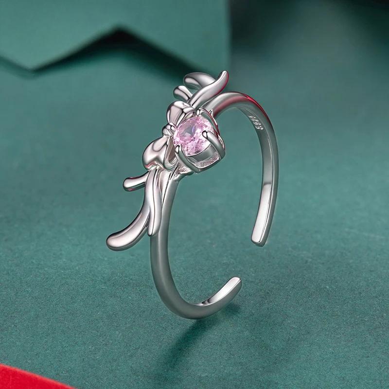 “Reindeer Bow” S925 Sterling Silver Adjustable Christmas Reindeer Ring