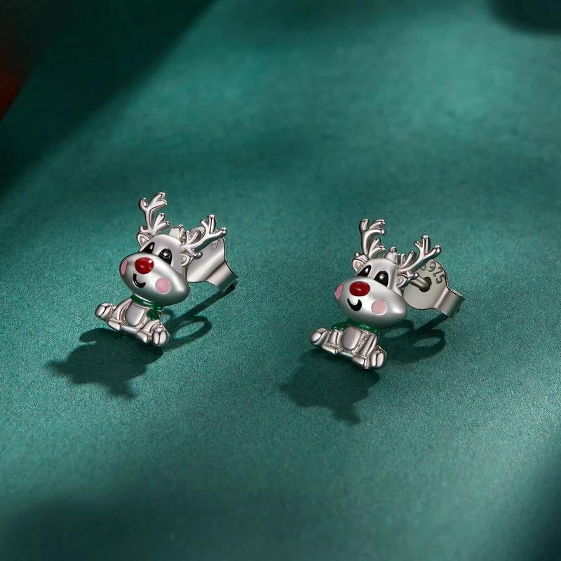 “Reindeer Noel” S925 Sterling Silver Reindeer Stud Earrings