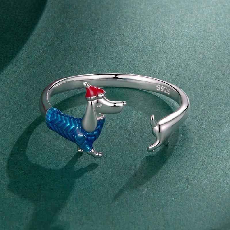 “Dachshund Delight” S925 Sterling Silver Open Dachshund Ring