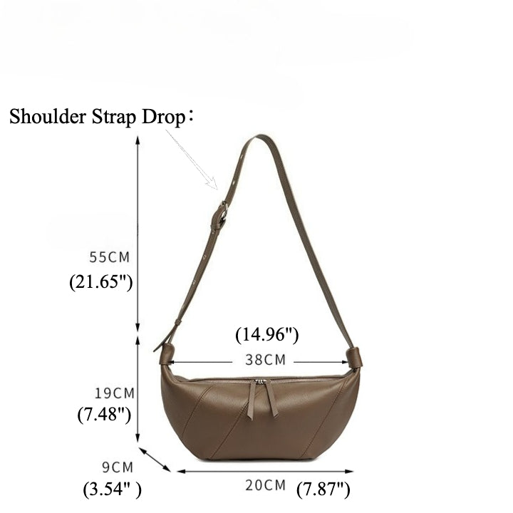 Women's TC Cowhide Soft Dumpling Bag with Adjustable Strap
