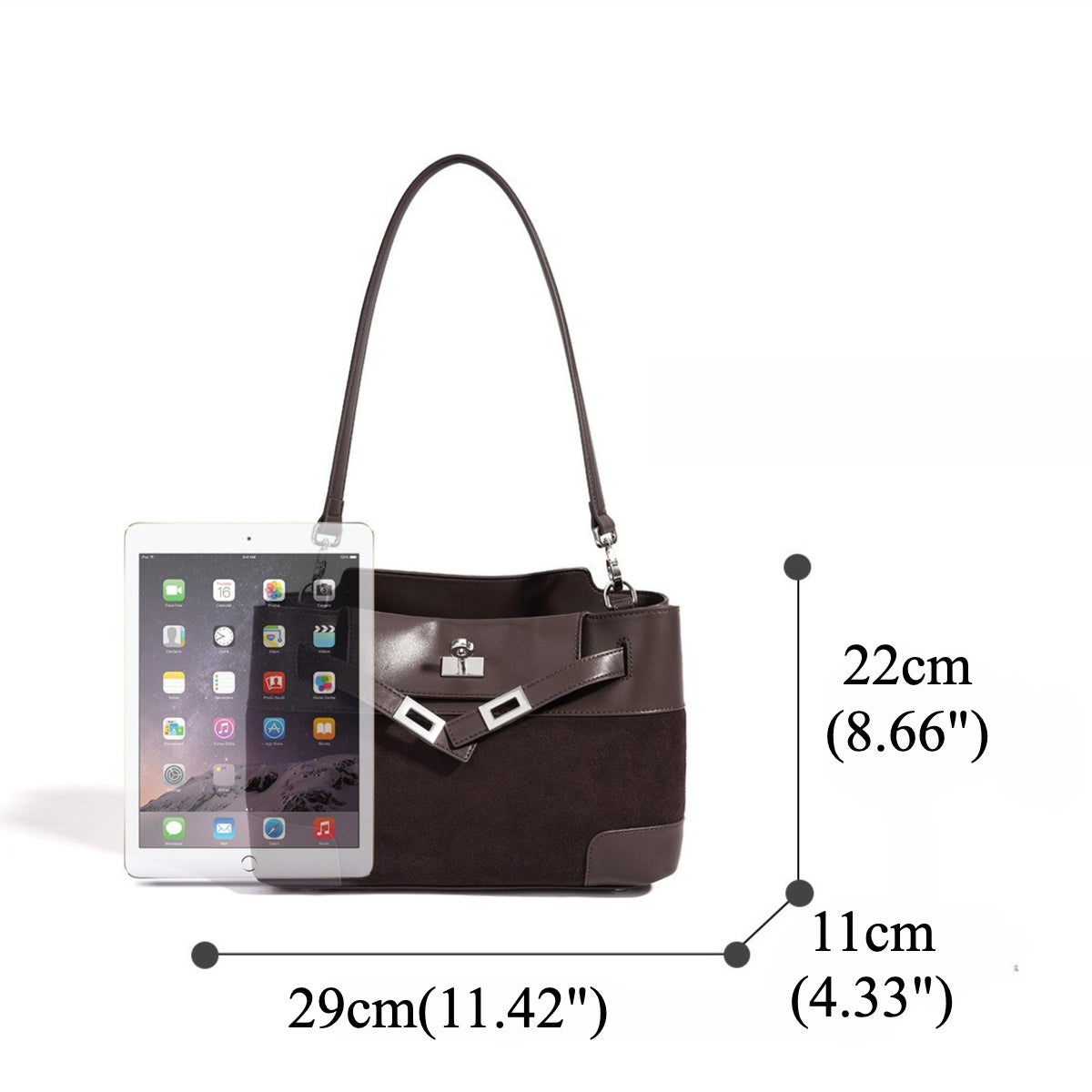 Women's Suede Leather Slouchy Clutch Bag with Detachable Pouch