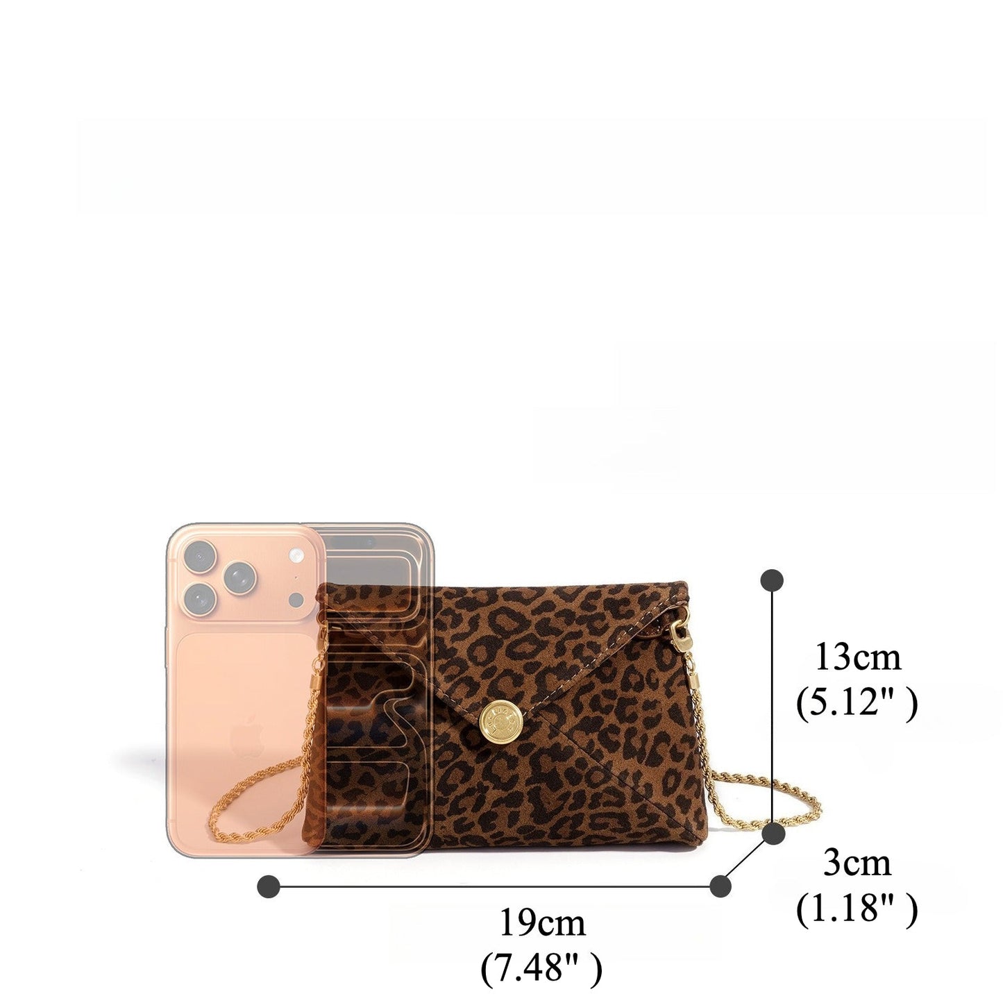 Women's Suede Leather Leopard Envelope Clutch Bag