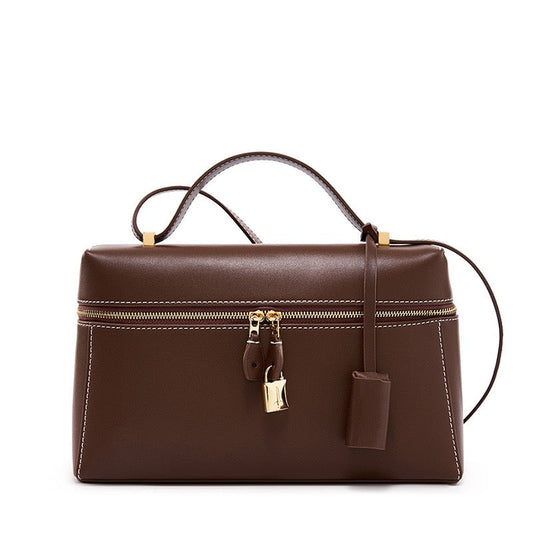 Women's Genuine Leather Crossbody Bucket Bag with Inner Pouch