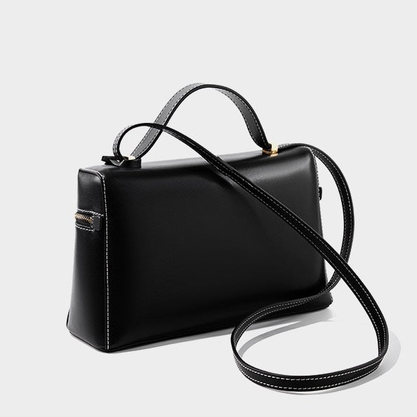 Women's Genuine Leather Crossbody Bucket Bag with Inner Pouch