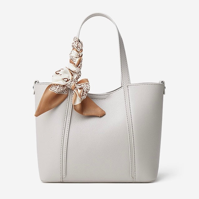 Women's Genuine Leather Ribbon Accent Handbag