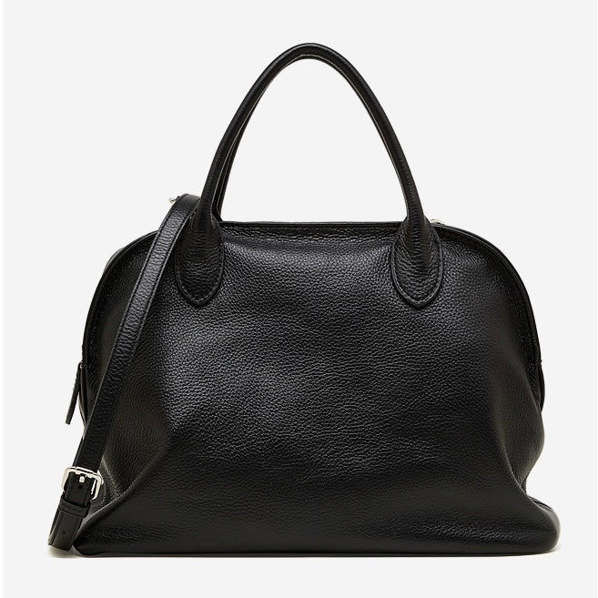 Women's Genuine Leather Grained Dome Bowling Bag