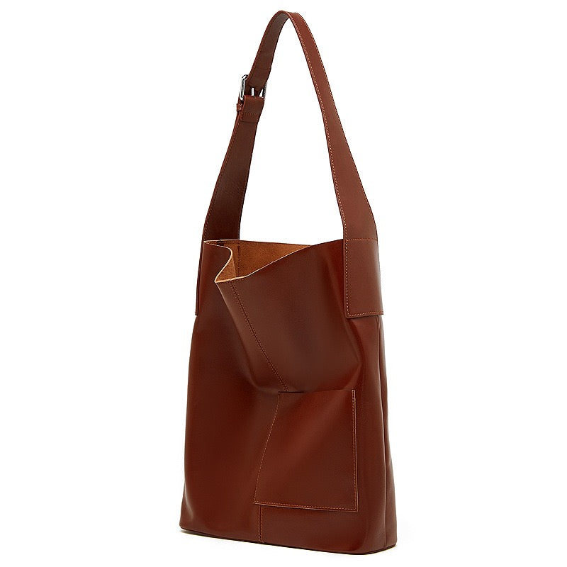 Leather Hobo Bag ¨C Minimalist Silhouette with Signature Pocket Detail