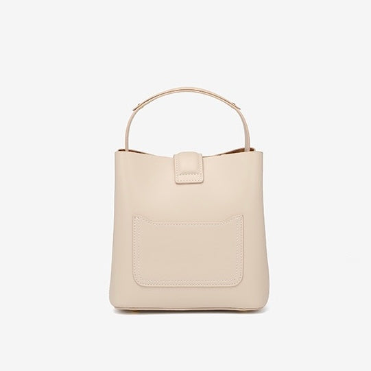 Women's Genuine Leather Bucket Shoulder Crossbody Bag with Phone Pocket
