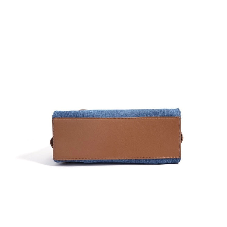 Women's Genuine Leather & Denim Patchwork Backpack